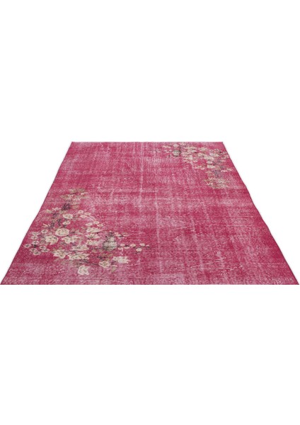 Fuşya Eskitme Yün Modern Desenli Yün Hav Toz Vermez Leke Tutmayan Salon Yolluk Mutfak El Dokuma Halı modelleri