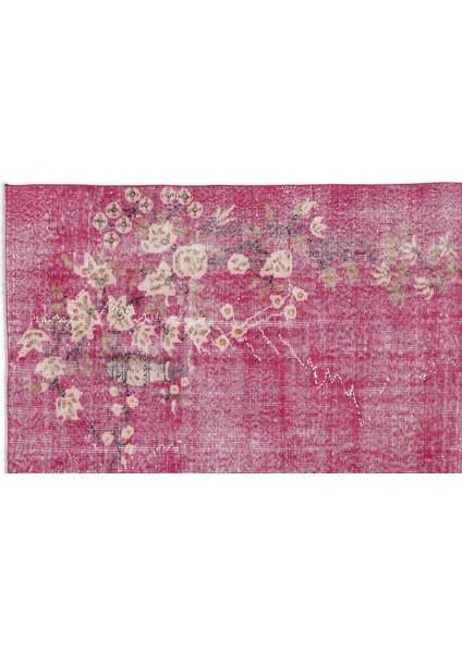 Fuşya Eskitme Yün Modern Desenli Yün Hav Toz Vermez Leke Tutmayan Salon Yolluk Mutfak El Dokuma Halı fırsatları