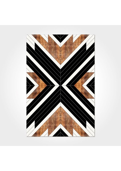 Alexandra Geometrik Siyah Polyester Dikdörtgen Modern Desenli Pamuk Makinada Yıkanabilir Hav Toz Vermez Leke Tutmayan Kaymaz Taban Dijital Makine Baskı Salon Yolluk Mutfak Halı