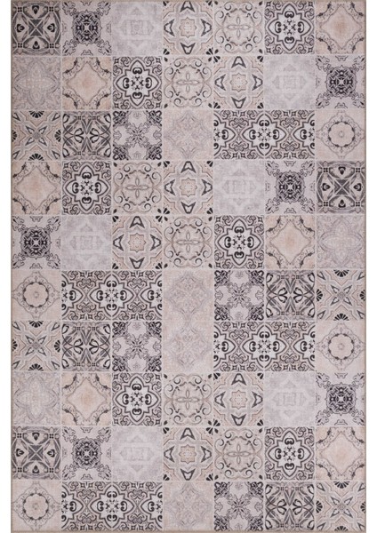 Glaslow Patchwork Pembe Polyester Dikdörtgen Modern Desenli Pamuk Makinada Yıkanabilir Hav Toz Vermez Leke Tutmayan Kaymaz Taban Dijital Makine Baskı Salon Yolluk Mutfak Halı