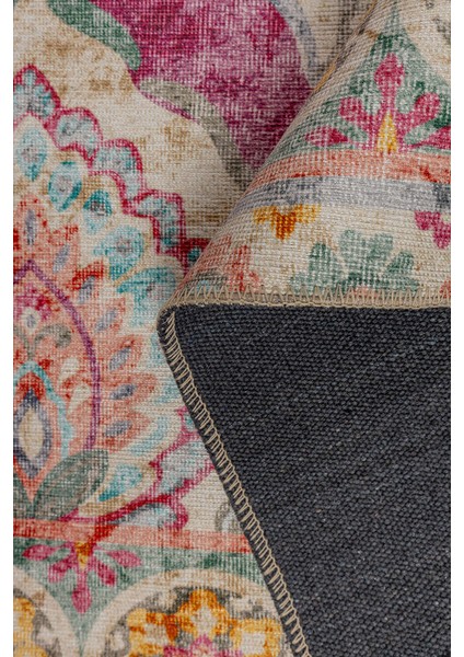 Jurassic Klasik Pembe Polyester Kare Modern Desenli Pamuk Makinada Yıkanabilir Hav Toz Vermez Leke Tutmayan Kaymaz Taban Dijital Makine Baskı Salon Yolluk Mutfak Halı fırsatları