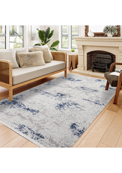 Modern Mavi Pamuk Dikdörtgen Modern Desenli Pamuk Makinada Yıkanabilir Hav Toz Vermez Leke Tutmayan Kaymaz Taban Dijital Makine Baskı Salon Yolluk Mutfak Halı fiyatları