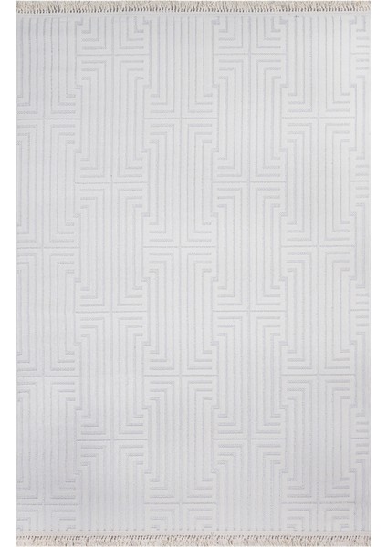 Keylani Beyaz Geometrik Etnik Modern Desenli Hav Vermeyen Leke Tutmayan Kolay Temizlenen Yumuşak Makine Salon Yolluk Mutfak Halı indirimleri