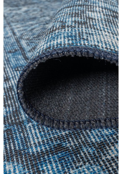 Elafonissi Eskitme Mavi Polyester Dikdörtgen Modern Desenli Pamuk Makinada Yıkanabilir Hav Toz Vermez Leke Tutmayan Kaymaz Taban Dijital Makine Baskı Salon Yolluk Mutfak Halı indirimleri