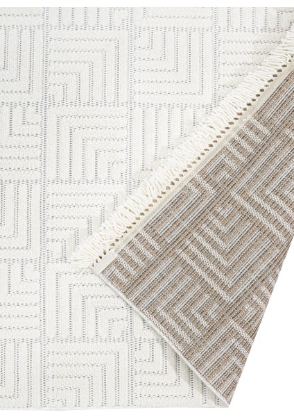 Dreamer Geometrik Krem Mikrofiber Dikdörtgen Modern Desenli Akrilik Hav Vermeyen Leke Tutmayan Kolay Temizlenen Yumuşak Makine Salon Yolluk Mutfak Halı indirimleri