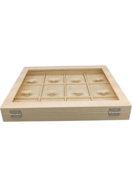 Yeni Cam Kapaklı Imera Deri Kumaş Krem Renk 34 cm / 24 cm Üçlü Set Kutusu fiyatları