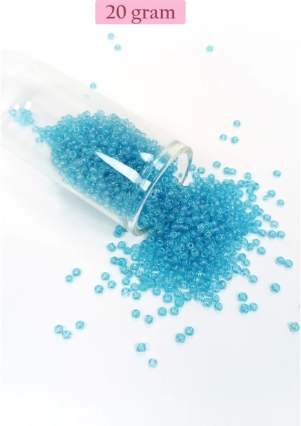 Dökme Cam Kum Boncuk (11/0) 2 mm - 20 Gram - Şeffaf Camgöbeği - BNC023