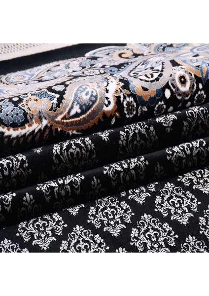 Çerçeveli Siyah Viskon Dikdörtgen Modern Desenli Akrilik Hav Vermeyen Leke Tutmayan Kolay Temizlenen Yumuşak Makine Salon Yolluk Mutfak Halı fırsatları