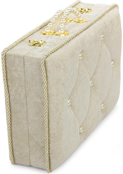 Söz Nişan Düğün Çeyizlik Kadife Gelin Bohça Sandık - Gold modelleri