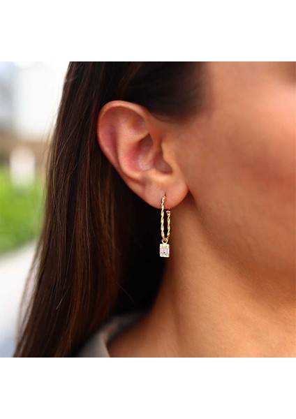 Baget Taşlı Burgu Ataç Küpe