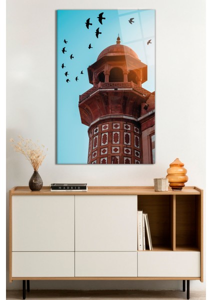 Ibadetle Uçan Kuşlar Dini Cam Tablo, Darbelere Dayanıklı Kırılmaz Cam, Hediyelik