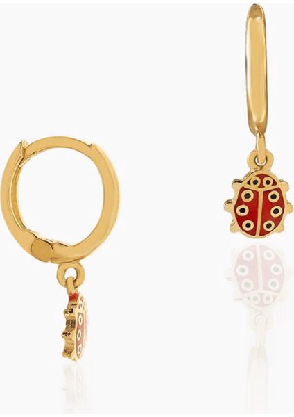 Uğur Böceği Halka Sallantılı Çocuk Küpesi