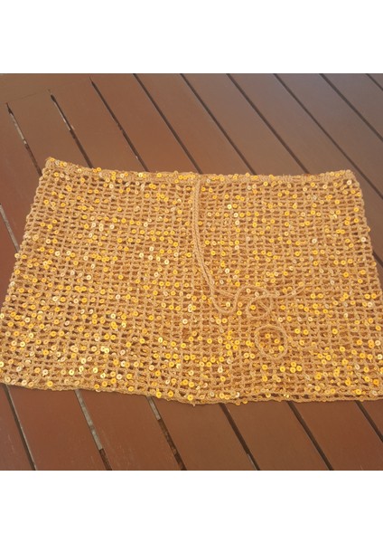 Pullu Gold El Örgüsü Etek Pareo