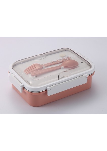 Pembe Renk 3 Bölmeli Paslanmaz Çelik Beslenme Kabı Yemek Kabı