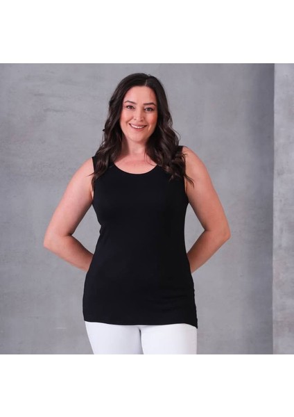 Kadın Büyük Beden Kalın Askılı Likralı Viskon Body