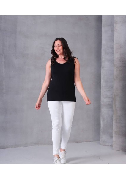 Kadın Büyük Beden Kalın Askılı Likralı Viskon Body