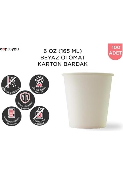 100 Adet Karton Bardak 6 Oz 165 Ml, Çay Için Beyaz Karton Bardaklar, Küçük Tek Kullanımlık Kahve Bardakları, Otomat Bardakları, Kağıt Bardak fiyatları