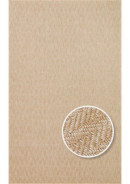 Ishani Bej Modern Etnik Desenli Poliproplen Hav Vermeyen Leke Tutmayan Kolay Temizlenen Yumuşak Makine Salon Yolluk Mutfak Halı