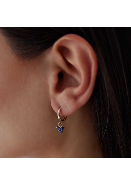 Trio Lacivert Taşlı Sallantılı Küpe