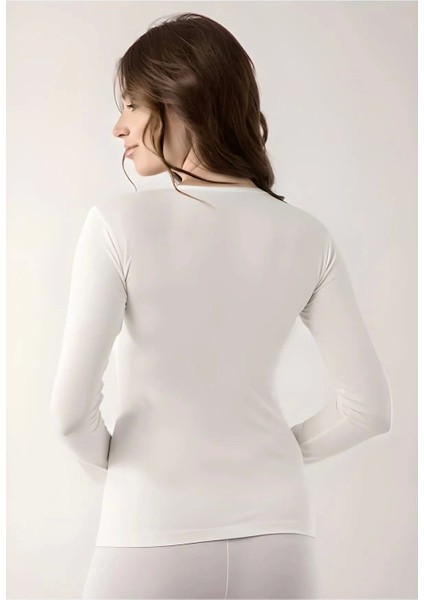 Vivaldi Kadın Beyaz Uzun Kol Bisiklet Yaka Body Likralı 352 fiyatları