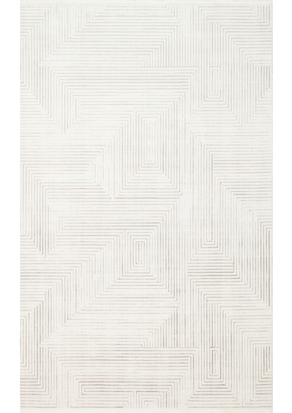 Indus Gri Geometrik Etnik Modern Desenli Akrilik Hav Vermeyen Leke Tutmayan Kolay Temizlenen Yumuşak Makine Salon Yolluk Mutfak Halı