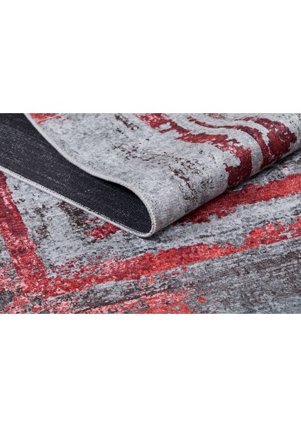 Kstovo Bordo Modern Etnik Desenli Makinada Yıkanabilir Hav Toz Vermez Leke Tutmayan Kaymaz Taban Dijital Makine Baskı Salon Yolluk Mutfak Halı fiyatları