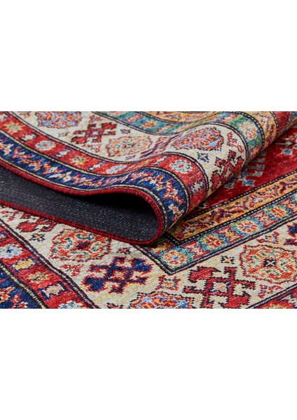 Miçurinsk Kırmızı Modern Etnik Desenli Makinada Yıkanabilir Hav Toz Vermez Leke Tutmayan Kaymaz Taban Dijital Makine Baskı Salon Yolluk Mutfak Halı modelleri