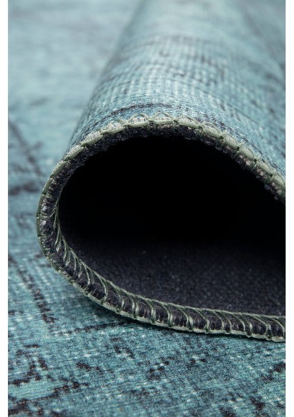 Edingburgh Klasik Turkuaz Polyester Daire Modern Desenli Pamuk Makinada Yıkanabilir Hav Toz Vermez Leke Tutmayan Kaymaz Taban Dijital Makine Baskı Salon Yolluk Mutfak Halı modelleri