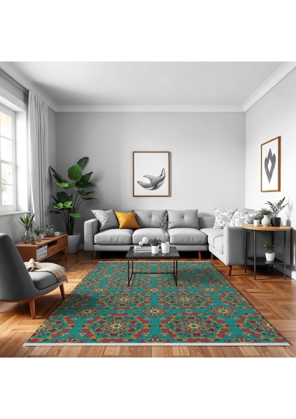 Geometrik Sarı Pamuk Kare Modern Desenli Pamuk Makinada Yıkanabilir Hav Toz Vermez Leke Tutmayan Kaymaz Taban Dijital Makine Baskı Salon Yolluk Mutfak Halı fırsatları