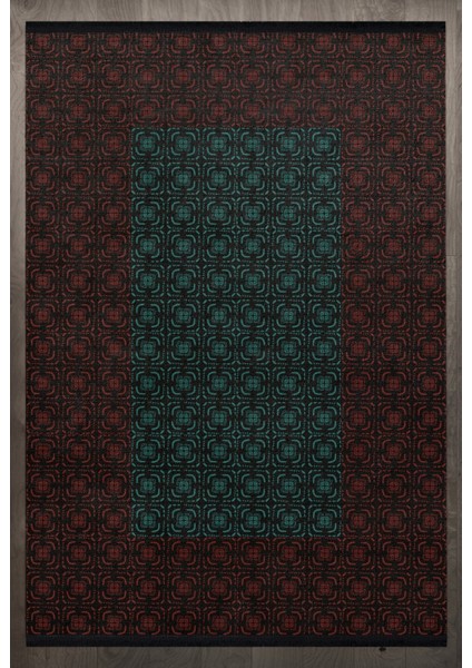 Geometrik Kırmızı Pamuk Dikdörtgen Modern Desenli Pamuk Makinada Yıkanabilir Hav Toz Vermez Leke Tutmayan Kaymaz Taban Dijital Makine Baskı Salon Yolluk Mutfak Halı