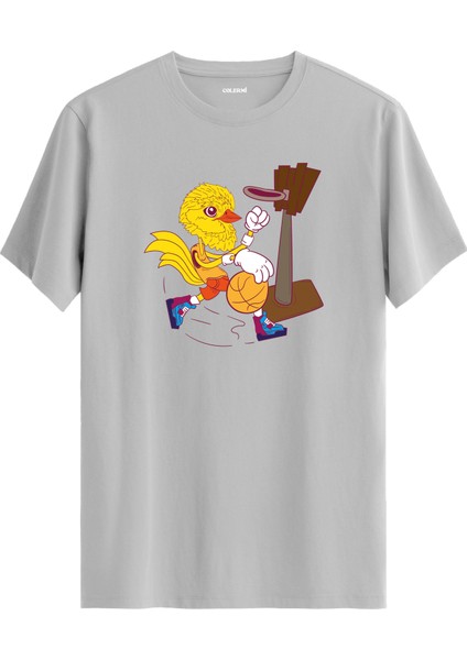 Basketbol Kuş Karakter Baskılı %100 Pamuk Spor Sokak Modası Tişört