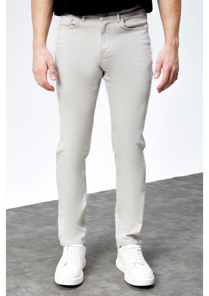 Erkek Taş Rengi Regular Fit Rahat Kesim Esnek Likralı Denim Jeans Kot Pantolon HLTHE001918