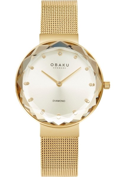 V300LXGGMG Quartz Çelik Hasır Altın Rengi Safir Cam 32 mm Kadın Kol Saati