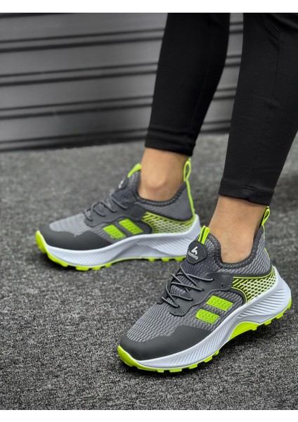 Unisex Çocuk Bağcıklı Poli Taban Triko Spor Ayakkabı-Füme-Sarı modelleri