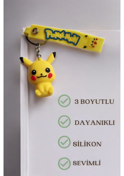 Pokemon Pikachu 3D Slikon Anahtarlık ve Çanta Aksesuarı 1 Adet fiyatları