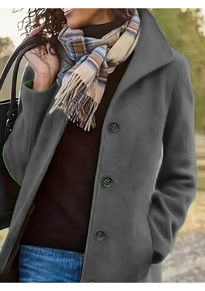 Kadın Uzun Kollu Dik Yakalı Önden Düğmeli Kısa Kaşe Kaban fiyatları