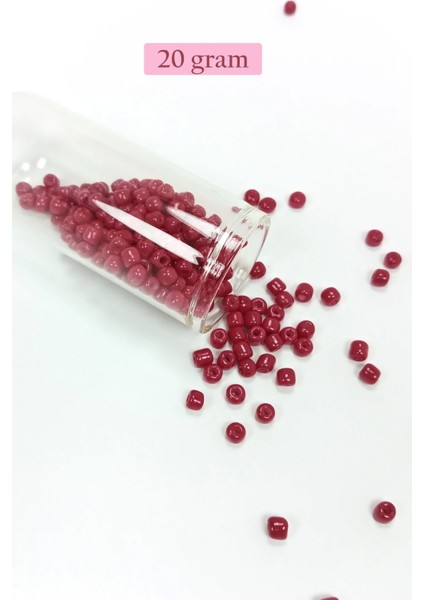Dökme Cam Kum Boncuk Büyük Boy (6/0) 4 mm - 20 Gram - Bordo - BNC097