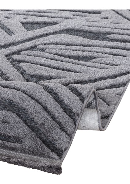 Axton Antrasit Modern Etnik Desenli Hav Vermeyen Leke Tutmayan Kolay Temizlenen Yumuşak Makine Salon Yolluk Mutfak Halı fırsatları