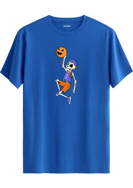 Basketbol Iskelet Tasarımlı Eğlenceli Streetwear %100 Pamuk Premium Kumaş T-Shirt