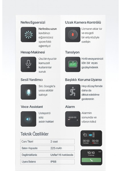 Bluetooth Aramalı Akıllı Saat Siyah Nabız Uyku Takibi Müzik Çalma indirimleri