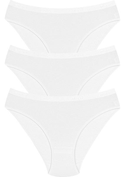 Kadın Külot 3'lü Logolu Bel Lastikli (%96 Pamuk - %4 Elastan)