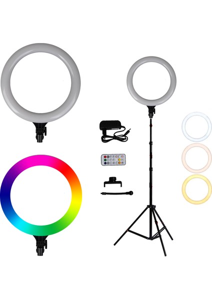 Işık Halkası Ring Light Rgb LED Işık 38 cm Video Işığı Rgb Gün Işığı ve 210 cm Tripod