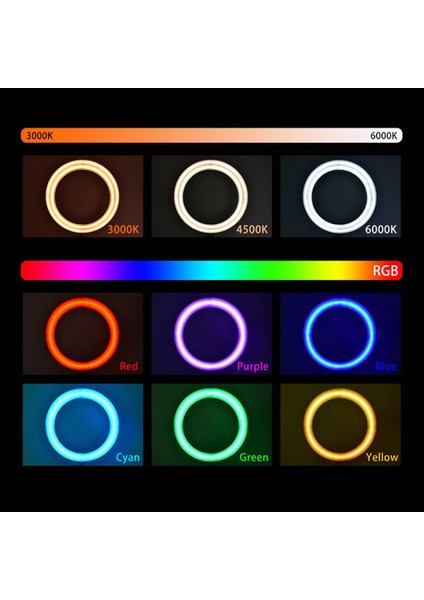 Işık Halkası Ring Light Rgb LED Işık 38 cm Video Işığı Rgb Gün Işığı ve 210 cm Tripod indirimleri