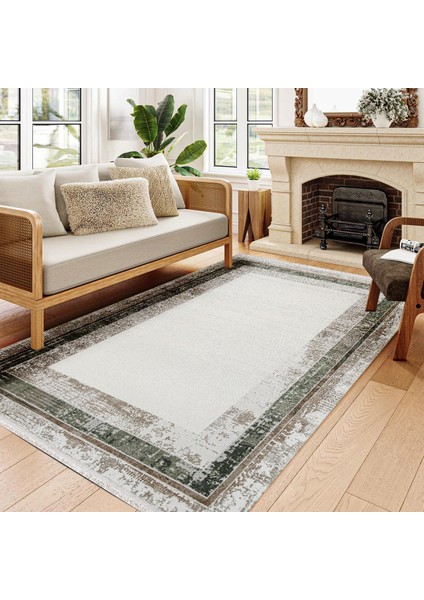 Çerçeveli Bej Pamuk Dikdörtgen Modern Desenli Pamuk Makinada Yıkanabilir Hav Toz Vermez Leke Tutmayan Kaymaz Taban Dijital Makine Baskı Salon Yolluk Mutfak Halı fiyatları