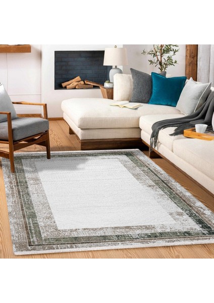 Çerçeveli Bej Pamuk Dikdörtgen Modern Desenli Pamuk Makinada Yıkanabilir Hav Toz Vermez Leke Tutmayan Kaymaz Taban Dijital Makine Baskı Salon Yolluk Mutfak Halı fırsatları