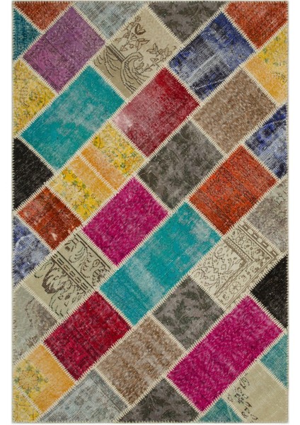 Atina Yeşil Çerçeveli Yün Modern Desenli Yün Hav Toz Vermez Leke Tutmayan Salon Yolluk Mutfak El Dokuma Halı