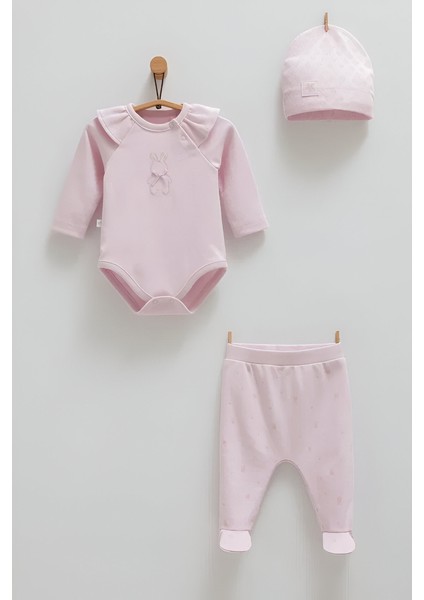 Cute Rabbit Body Pantolon Şapka Takım - Lila