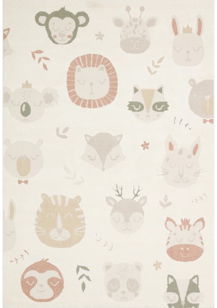 Krem Figürlü Etnik Modern Desenli Poliproplen Hav Vermeyen Leke Tutmayan Kolay Temizlenen Yumuşak Makine Salon Yolluk Mutfak Halı