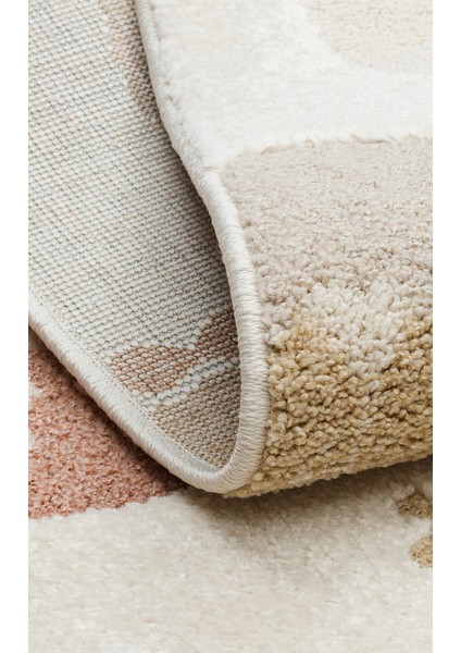 Krem Figürlü Etnik Modern Desenli Poliproplen Hav Vermeyen Leke Tutmayan Kolay Temizlenen Yumuşak Makine Salon Yolluk Mutfak Halı