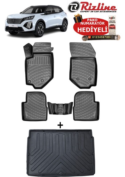 Peugeot 2008 2019-2025 Arası Havuzlu Paspas ve Üst Kademe Bagaj Havuzu Seti Hediyeli